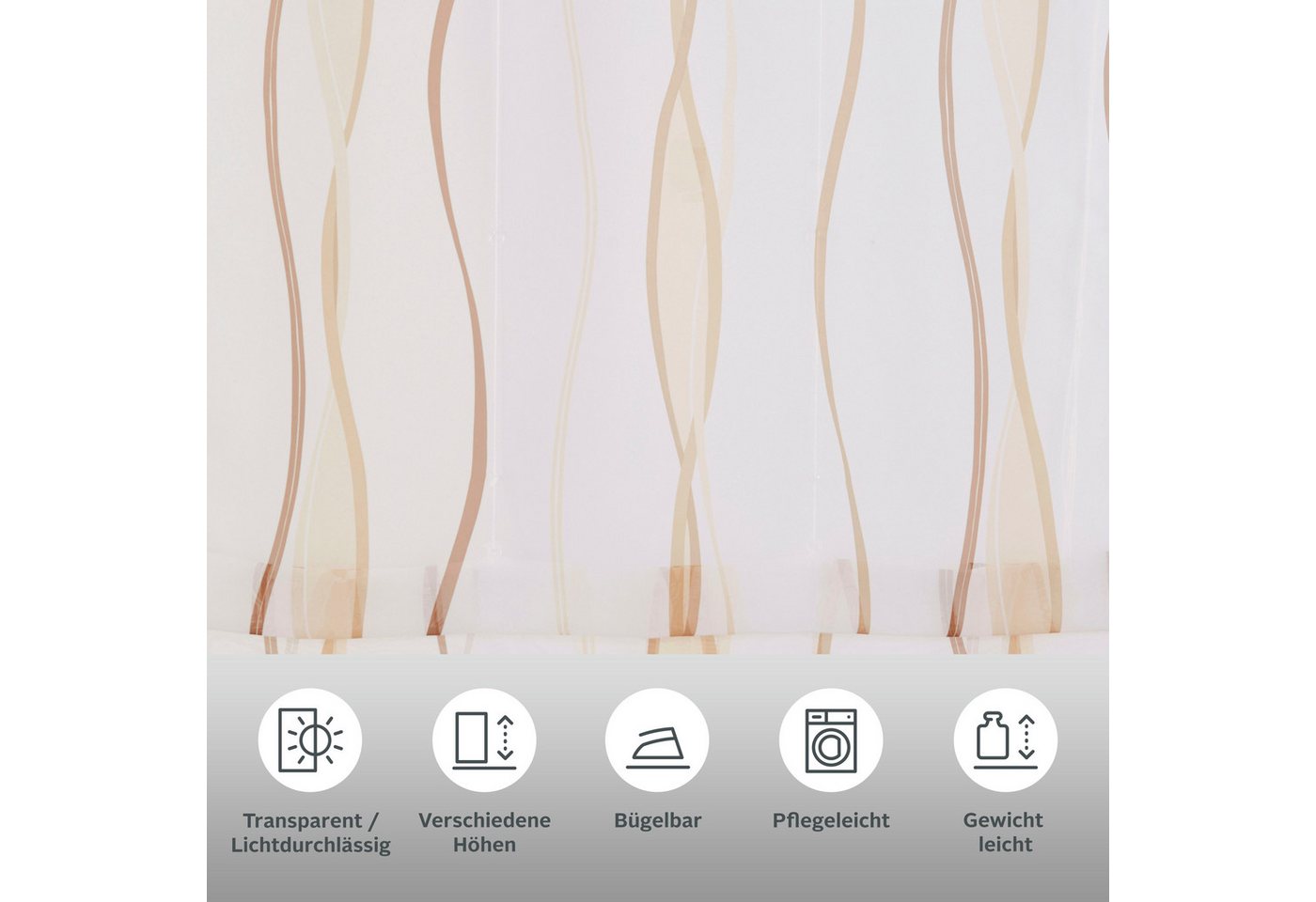 OTTO home Raffrollo Dimona, mit Klettschiene, Transparent, Voile, Polyester, Wellen – Bild 3 von 5