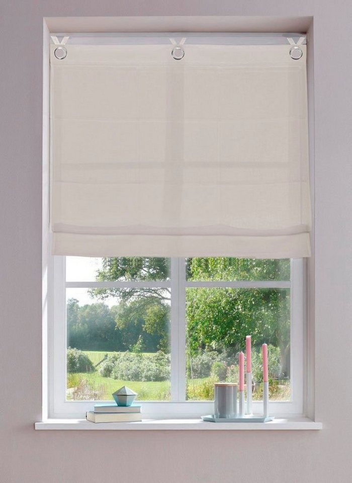 OTTO home Raffrollo Fiete, mit Hakenaufhängung, Leinen Optik, halbtransparent, monochrom, basic – Bild 2 von 5