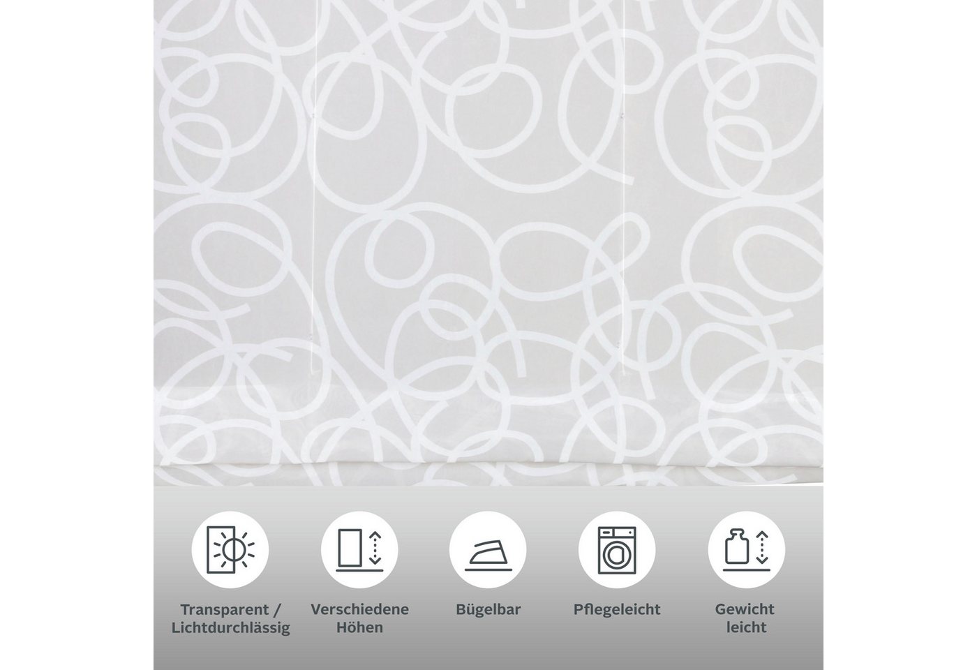 OTTO home Raffrollo Tanaro, Schlaufen, transparent, mit Schlaufen, halbtransparent, Voile, Polyester, einseitig mit Schlingen-Motiv – Bild 3 von 5