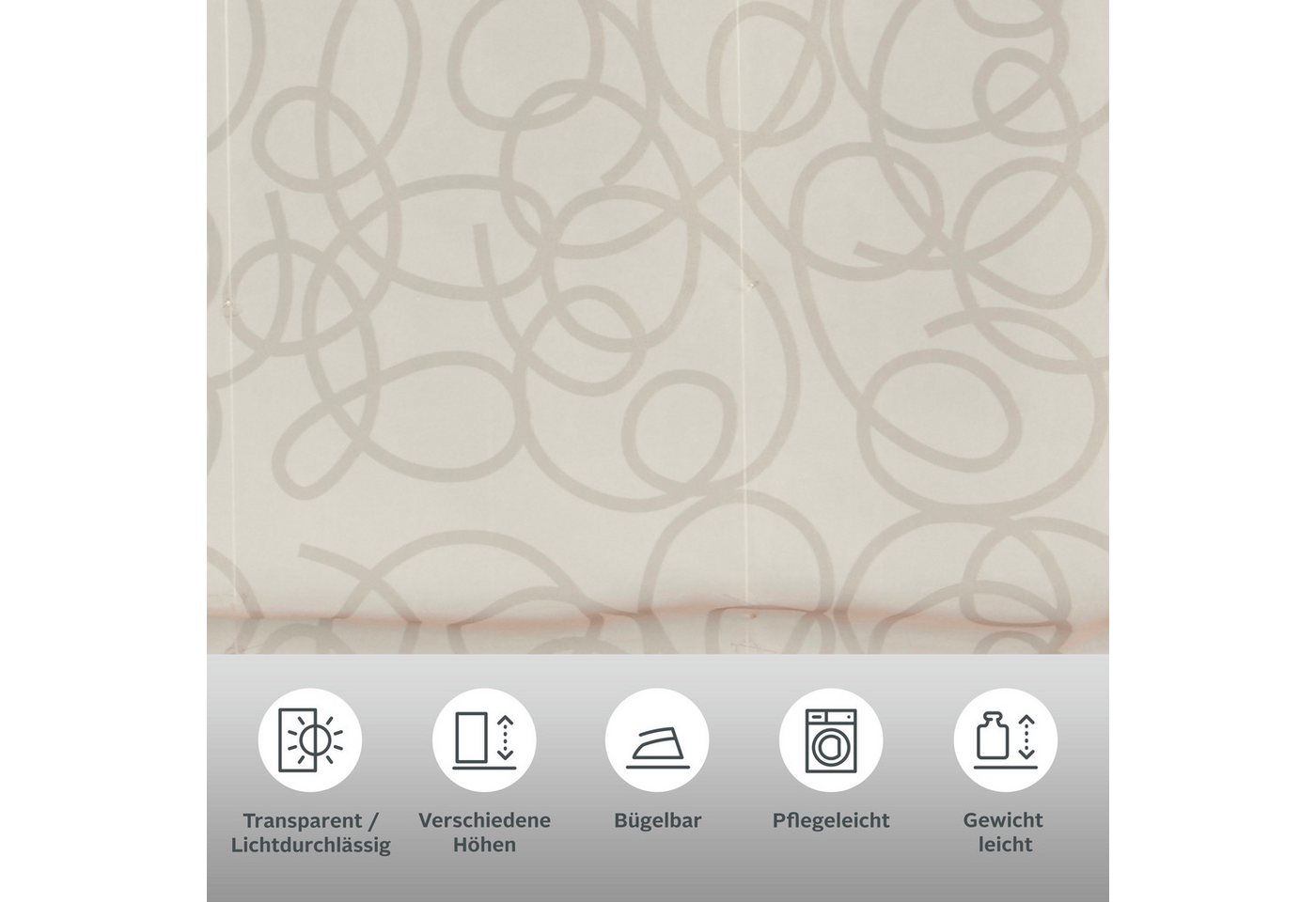 OTTO home Raffrollo Tanaro, Schlaufen, transparent, mit Schlaufen, halbtransparent, Voile, Polyester, einseitig mit Schlingen-Motiv – Bild 2 von 5