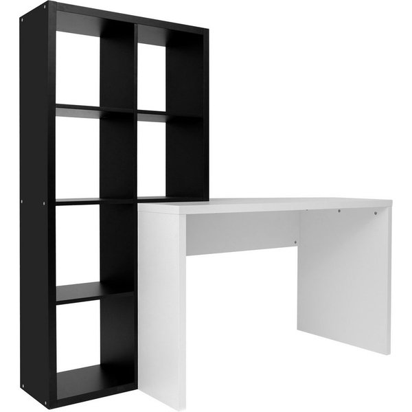 OTTO home Regal-Schreibtisch Triest, Computertisch mit Raumtrenner, Breite 156 cm, Regalelement flexibel montierbar, 6 Fächer, Tischbreite 120 cm