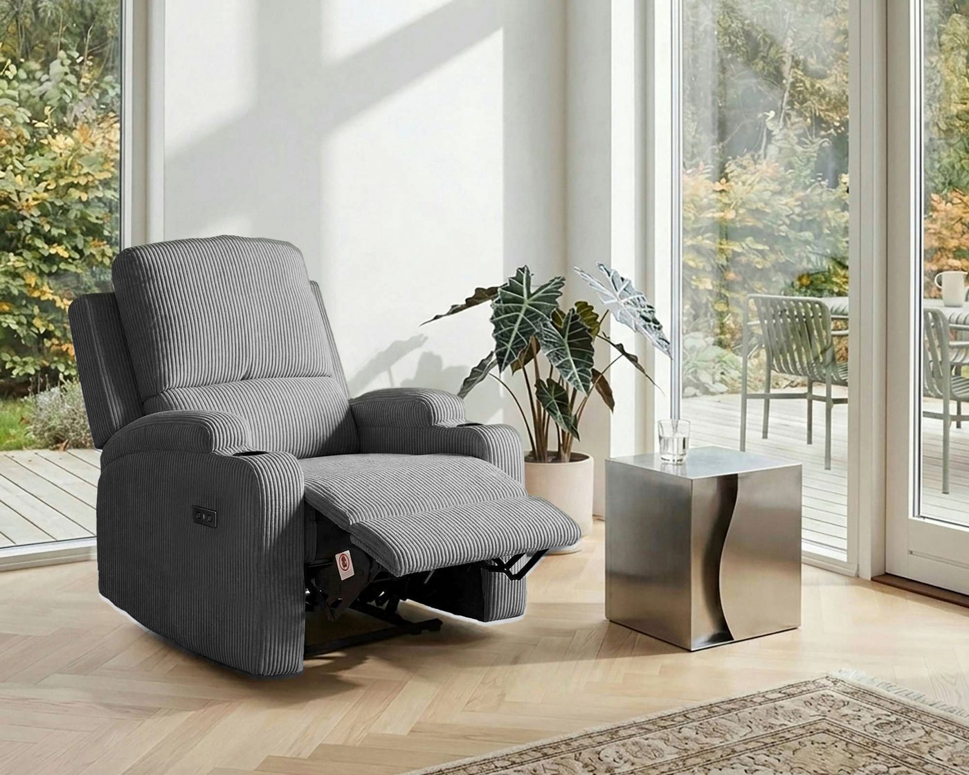 OTTO home Relaxsessel NAPORI Cord, Kinosessel, Multimedia-Sessel, TV-Sessel mit manueller u elektrischer Relaxfunktion u. Getränkehalter – Bild 2 von 5