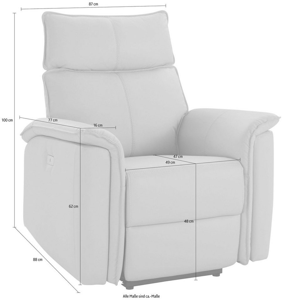 OTTO home Relaxsessel Zola, TV-Sessel mit Schlaffunktion, Sessel für Wohnzimmer mit, elektrischer Relaxfunktion und USB-Steckeranschluss, Breite 87 cm – Bild 5 von 5