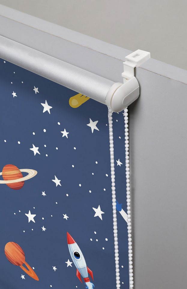 Rollo ASTRONAUT, ohne Bohren, verdunkelnd, Klemmfix, Astronaut/Weltall, OTTO home, verdunkelnd, ohne Bohren, freihängend, Klemmfix, Fixmaß, Klemmfix, Astronaut, – Bild 4 von 5