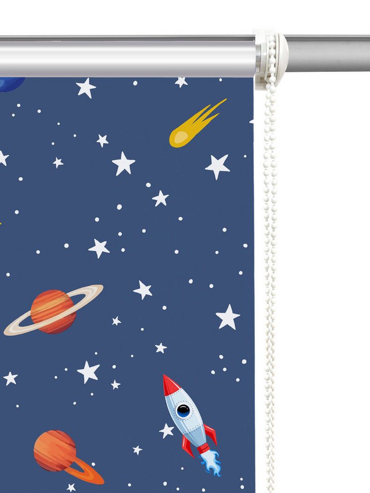 Rollo ASTRONAUT, ohne Bohren, verdunkelnd, Klemmfix, Astronaut/Weltall, OTTO home, verdunkelnd, ohne Bohren, freihängend, Klemmfix, Fixmaß, Klemmfix, Astronaut, – Bild 5 von 5