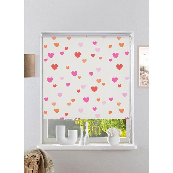 Rollo HEART, ohne Bohren, verdunkelnd, Klemmfix, Herz-Motiv, OTTO home, verdunkelnd, ohne Bohren, freihängend, Klemmfix, Fixmaß, Rollo, Herzen, einseitig bedruc