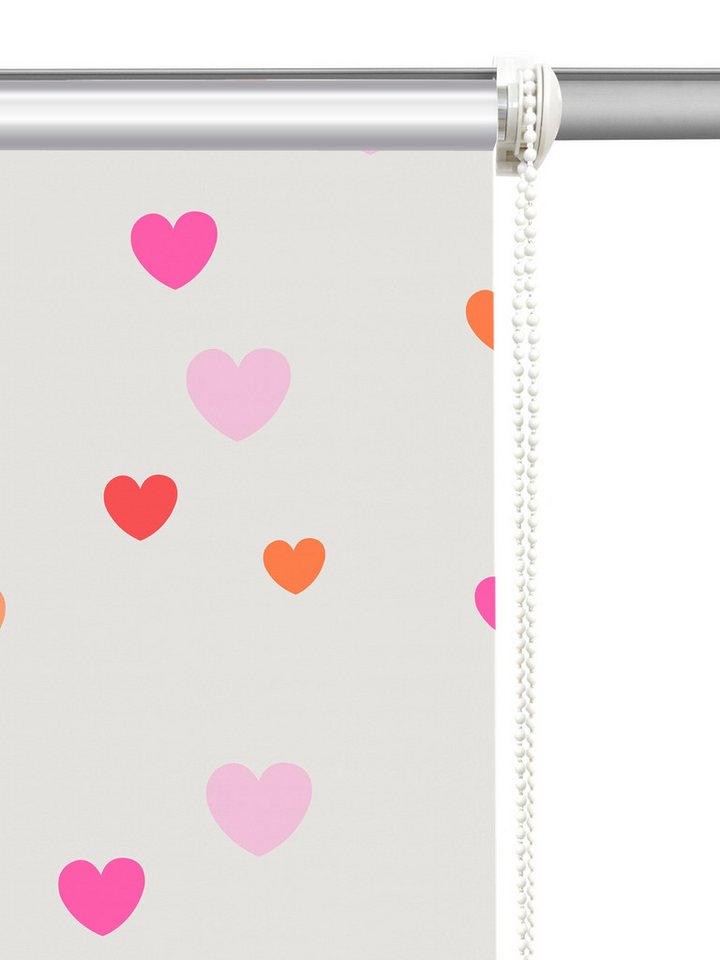 Rollo HEART, ohne Bohren, verdunkelnd, Klemmfix, Herz-Motiv, OTTO home, verdunkelnd, ohne Bohren, freihängend, Klemmfix, Fixmaß, Rollo, Herzen, einseitig bedruc – Bild 4 von 5