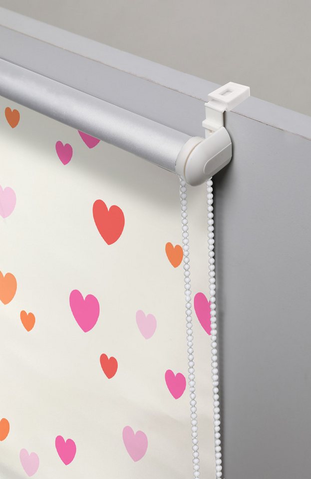 Rollo HEART, ohne Bohren, verdunkelnd, Klemmfix, Herz-Motiv, OTTO home, verdunkelnd, ohne Bohren, freihängend, Klemmfix, Fixmaß, Rollo, Herzen, einseitig bedruc – Bild 5 von 5