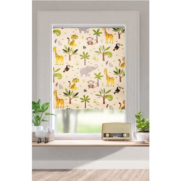 Rollo Jungle, Lichtschutz, ohne Bohren, Tiermoitv, Kinder, OTTO home, Lichtschutz, ohne Bohren, freihängend, Klemmfix, Klemmfix, Fixmaß, Tiere, Kinderrollo, ein