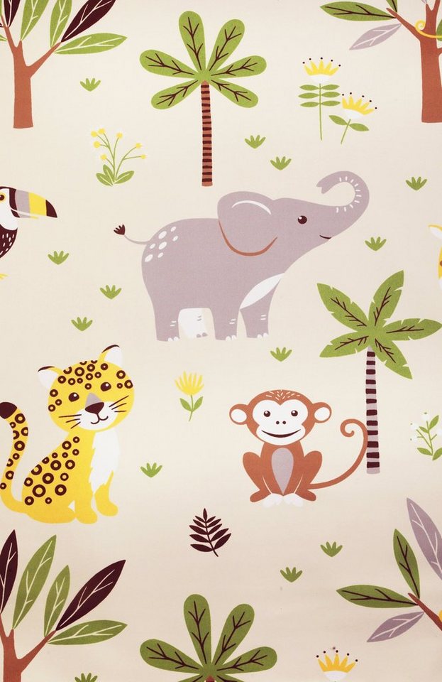 Rollo Jungle, Lichtschutz, ohne Bohren, Tiermoitv, Kinder, OTTO home, Lichtschutz, ohne Bohren, freihängend, Klemmfix, Klemmfix, Fixmaß, Tiere, Kinderrollo, ein – Bild 4 von 5