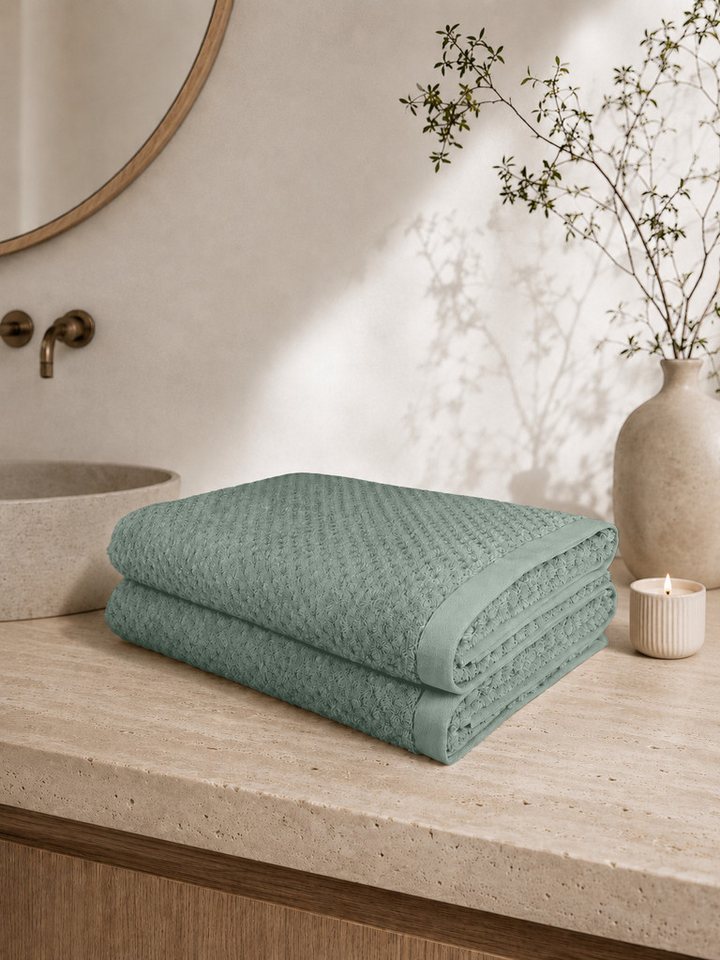 OTTO home Saunatuch Corrin, 2 Premium Saunatücher, 500 gr/m², 90x180cm, Frottier (2-St), 100% Baumwolle, mit Struktur, weich, 5 Jahre Garantie – Bild 2 von 5