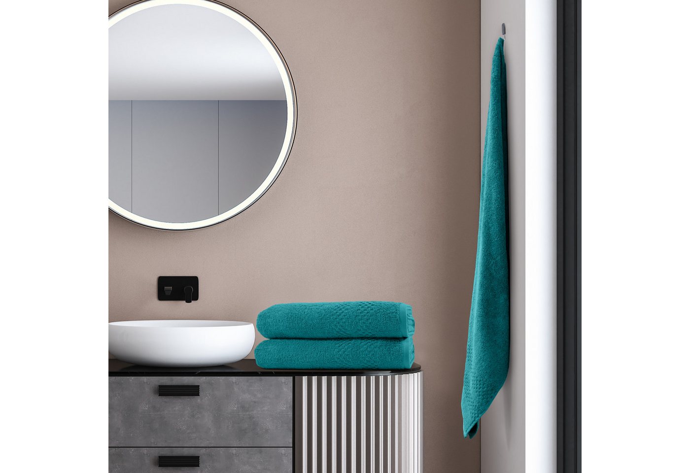 OTTO home Saunatuch Regona, 80x200cm, flauschig und weich, 100% Baumwolle, 500 gr/m², Frottier (Set, 2-St), Premium Handtücher mit Bordüre, Handtuch-Set, 5 Jahr – Bild 2 von 5