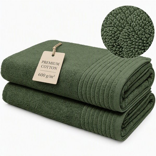 OTTO home Saunatuch Sanremo Premium, Premium Handtücher, 600 gr/m², 80x200cm, Frottier (Set, 2-St), Bordüre, einfarbig, flauschig, weich, dicke Qualität, 5 Jahr