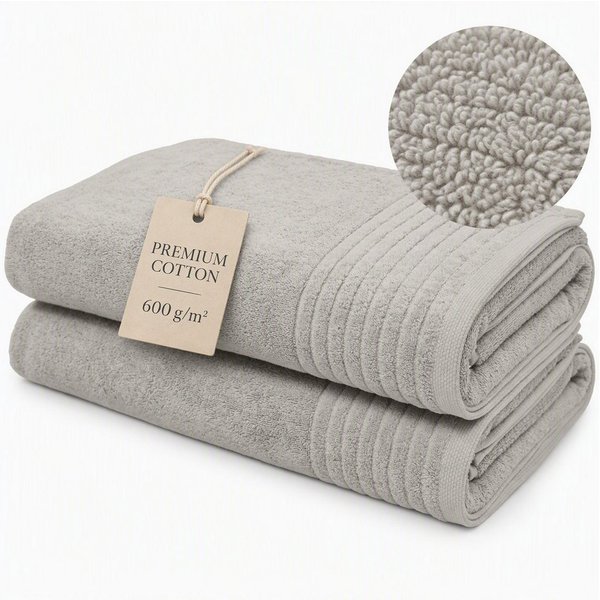 OTTO home Saunatuch Sanremo Premium, Premium Handtücher, 600 gr/m², 80x200cm, Frottier (Set, 2-St), Bordüre, einfarbig, flauschig, weich, dicke Qualität, 5 Jahr