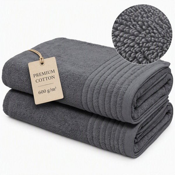 OTTO home Saunatuch Sanremo Premium, Premium Handtücher, 600 gr/m², 80x200cm, Frottier (Set, 2-St), Bordüre, einfarbig, flauschig, weich, dicke Qualität, 5 Jahr