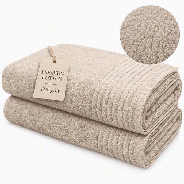 OTTO home Saunatuch Sanremo Premium, Premium Handtücher, 600 gr/m², 80x200cm, Frottier (Set, 2-St), Bordüre, einfarbig, flauschig, weich, dicke Qualität, 5 Jahr