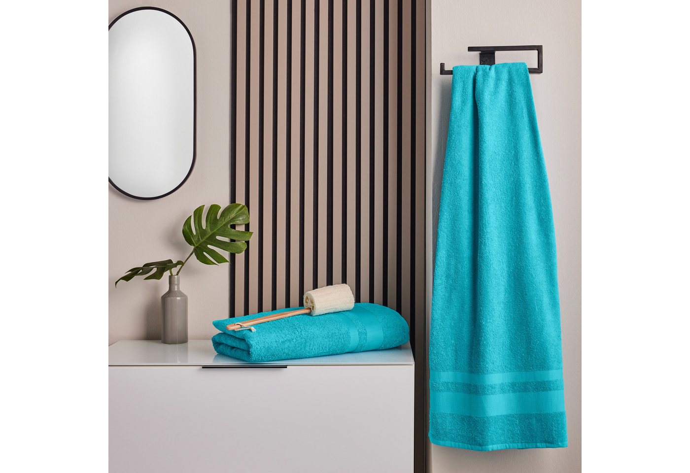 OTTO home Saunatuch Vanessa, 2 Saunatücher, 80x200cm, in Standard- und Premium-Qualität, Walkfrottee (Set, 2-St), Handtücher mit Bordüre, 100% Baumwolle, einfar – Bild 2 von 5