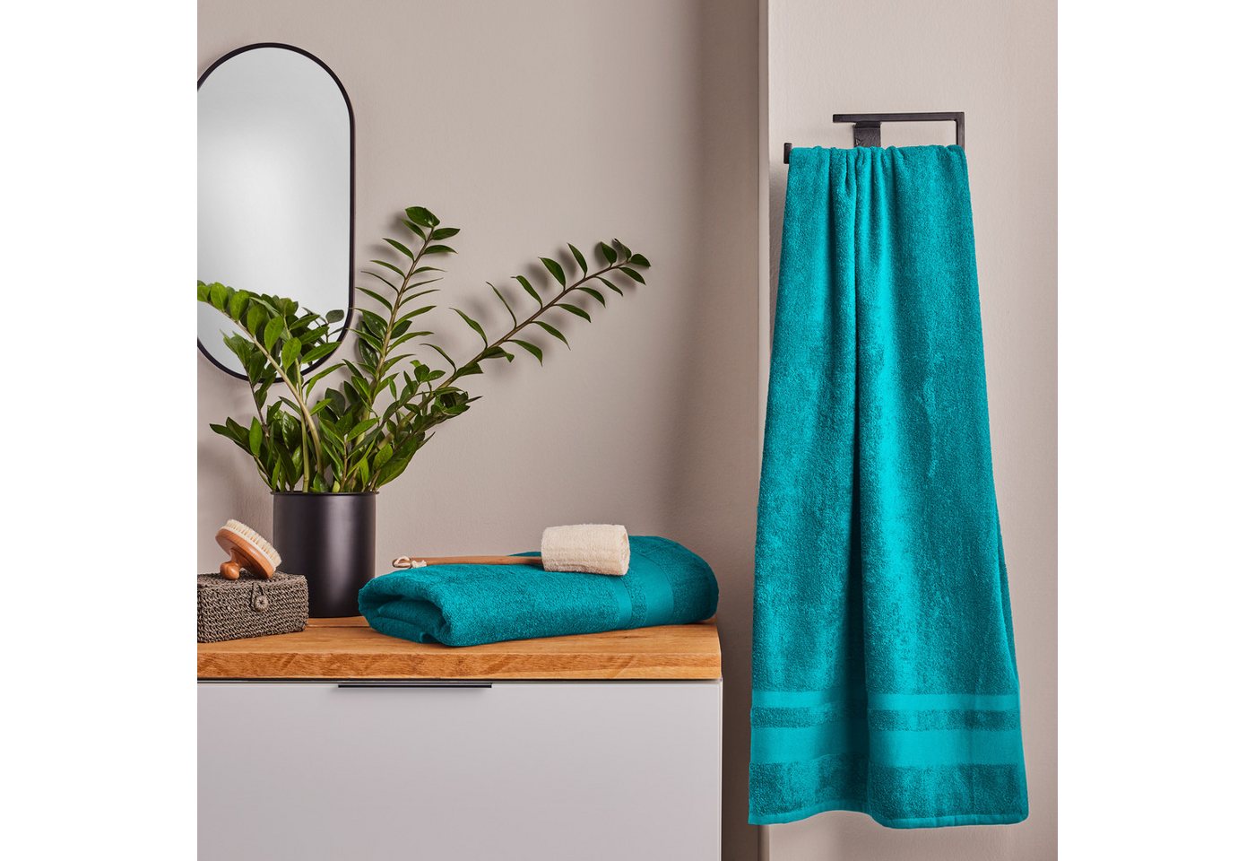 OTTO home Saunatuch Vanessa, 2 Saunatücher, 80x200cm, in Standard- und Premium-Qualität, Walkfrottee (Set, 2-St), Handtücher mit Bordüre, 100% Baumwolle, einfar – Bild 2 von 5