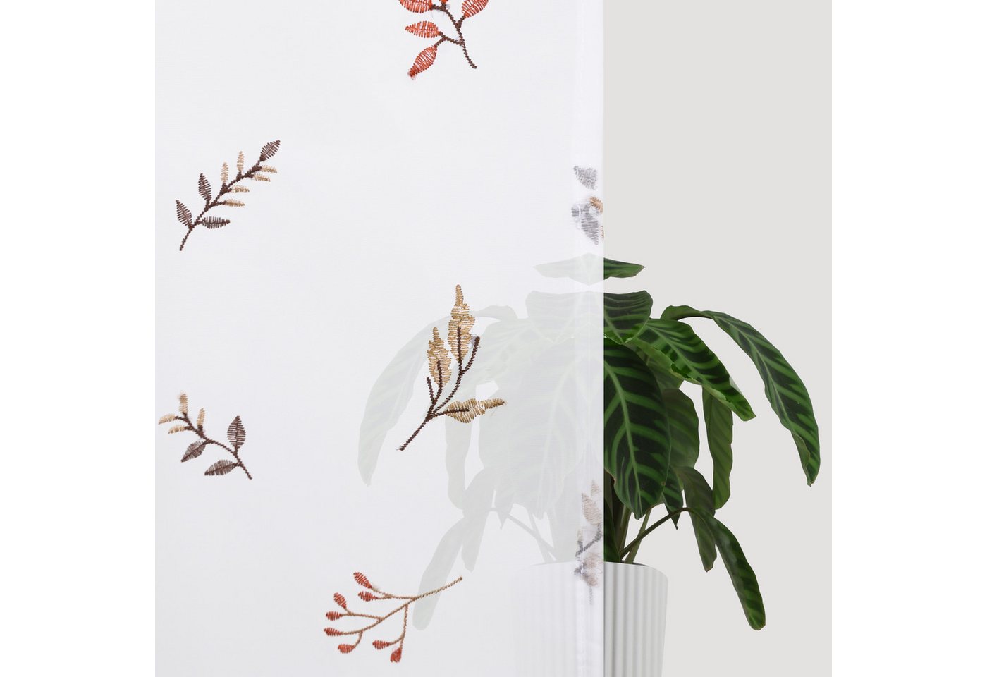 OTTO home Scheibengardine Alphonse (1 St), Durchzuglöcher, transparent, Voile, Bestickt, floral, gemustert, schöne Haptik – Bild 4 von 4