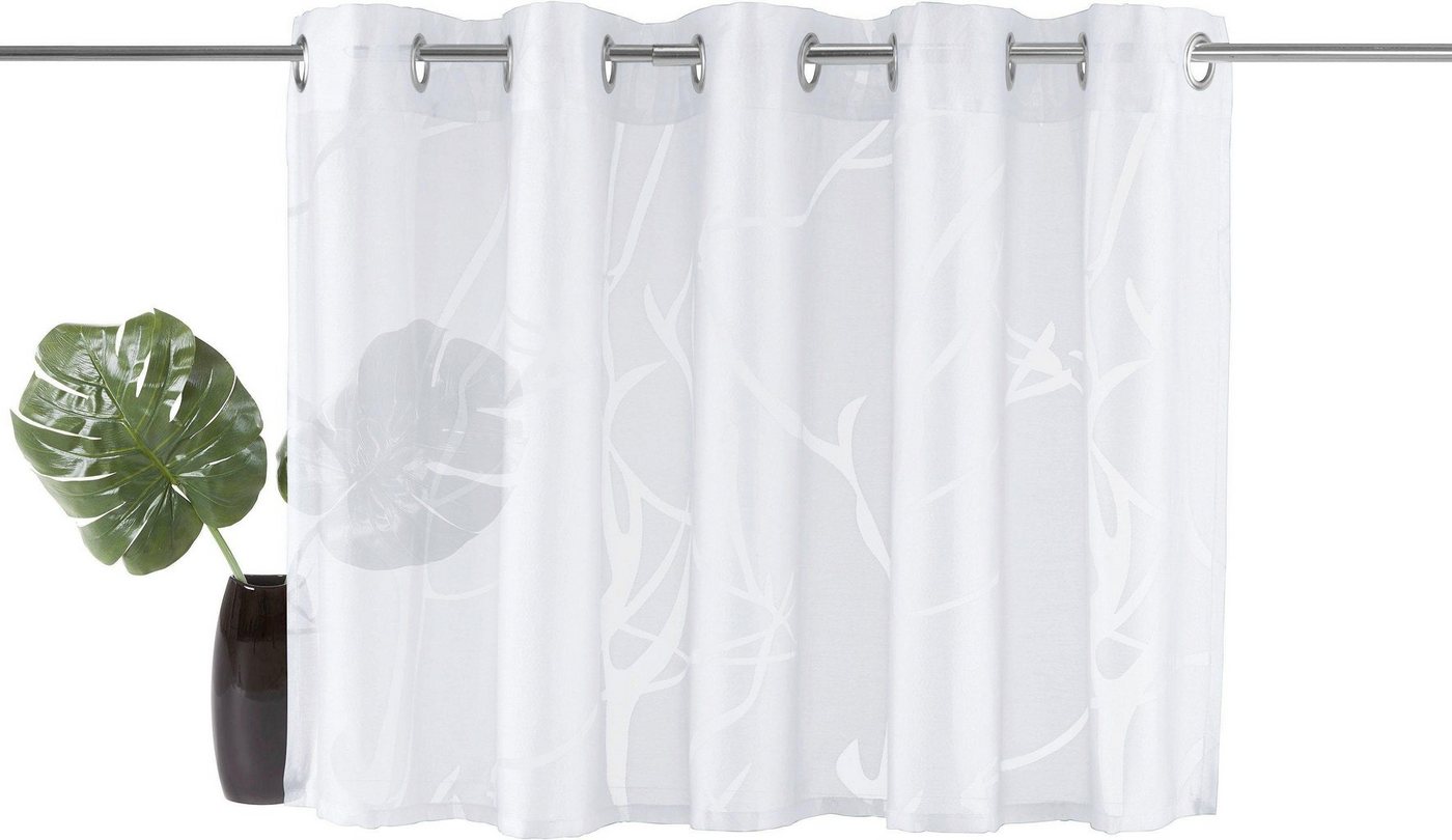 OTTO home Scheibengardine Anna, 1 Stück, halbtransparent, Ösen, Äste-Motiv (1 St), Ösen, halbtransparent, Ausbrenner, Viskose & Polyester, Äste-Motiv – Bild 2 von 5