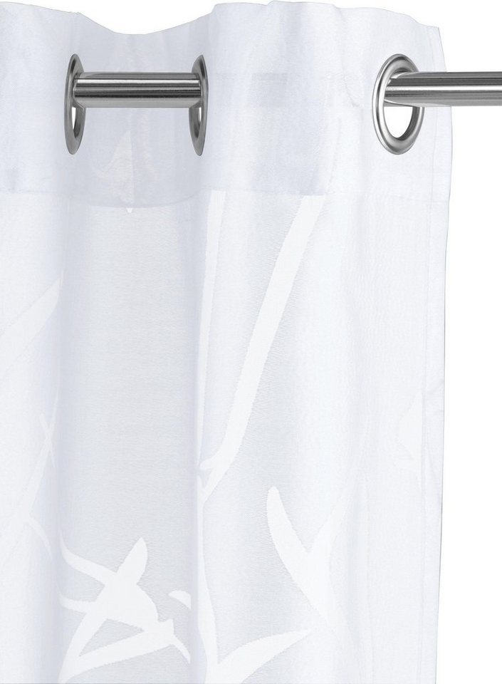 OTTO home Scheibengardine Anna, 1 Stück, halbtransparent, Ösen, Äste-Motiv (1 St), Ösen, halbtransparent, Ausbrenner, Viskose & Polyester, Äste-Motiv – Bild 4 von 5