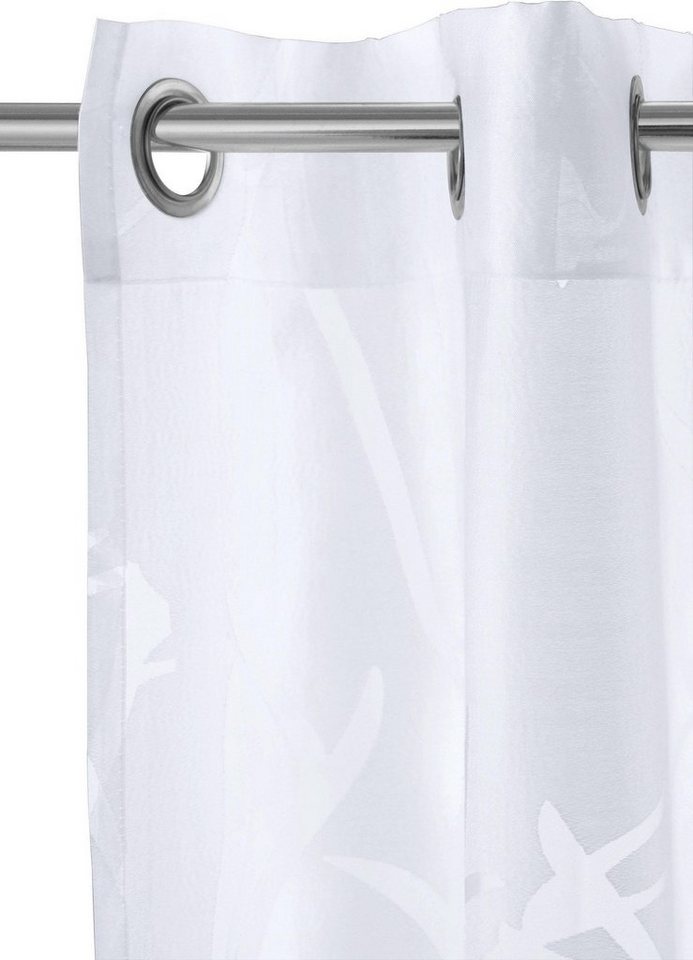 OTTO home Scheibengardine Anna, 1 Stück, halbtransparent, Ösen, Äste-Motiv (1 St), Ösen, halbtransparent, Ausbrenner, Viskose & Polyester, Äste-Motiv – Bild 5 von 5