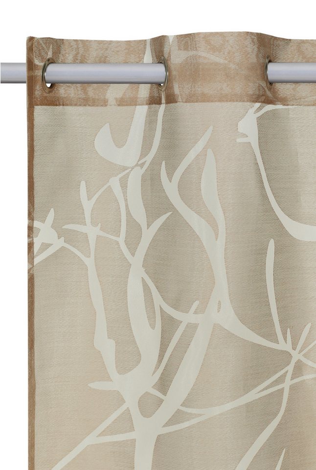 OTTO home Scheibengardine Anna, 1 Stück, halbtransparent, Ösen, Äste-Motiv (1 St), Ösen, halbtransparent, Ausbrenner, Viskose & Polyester, Äste-Motiv – Bild 3 von 5