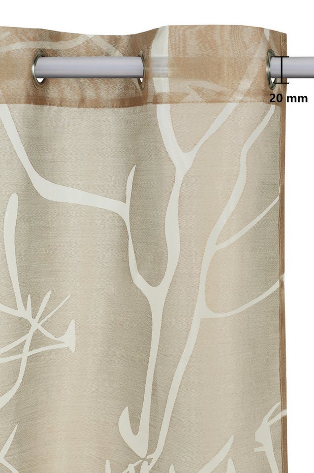 OTTO home Scheibengardine Anna, 1 Stück, halbtransparent, Ösen, Äste-Motiv (1 St), Ösen, halbtransparent, Ausbrenner, Viskose & Polyester, Äste-Motiv – Bild 4 von 5