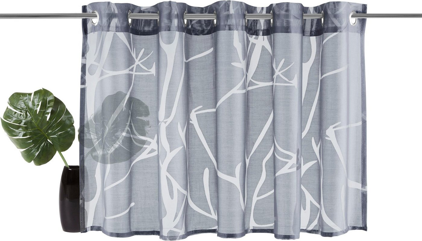 OTTO home Scheibengardine Anna, 1 Stück, halbtransparent, Ösen, Äste-Motiv (1 St), Ösen, halbtransparent, Ausbrenner, Viskose & Polyester, Äste-Motiv – Bild 2 von 5