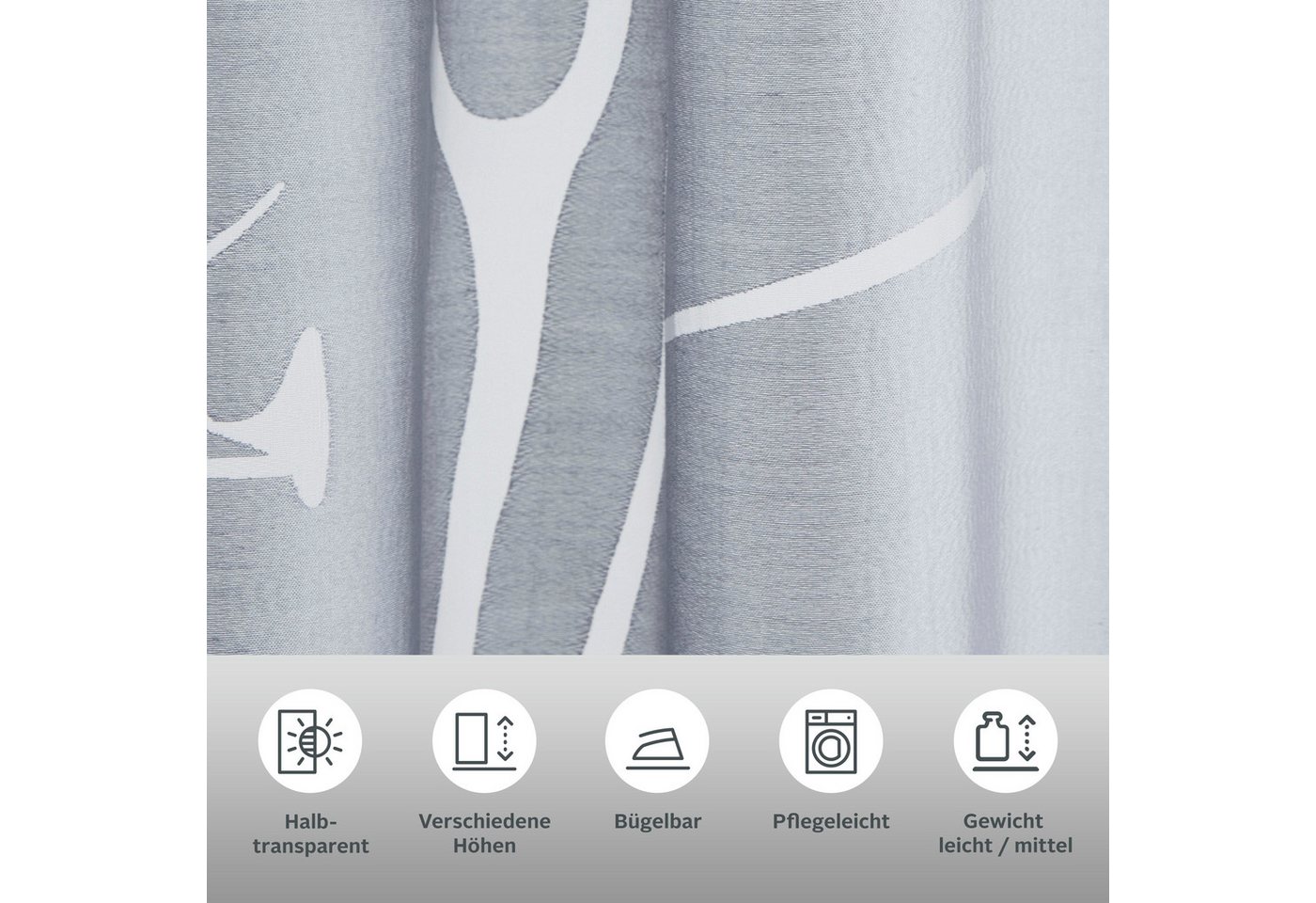 OTTO home Scheibengardine Anna, 1 Stück, halbtransparent, Ösen, Äste-Motiv (1 St), Ösen, halbtransparent, Ausbrenner, Viskose & Polyester, Äste-Motiv – Bild 3 von 5