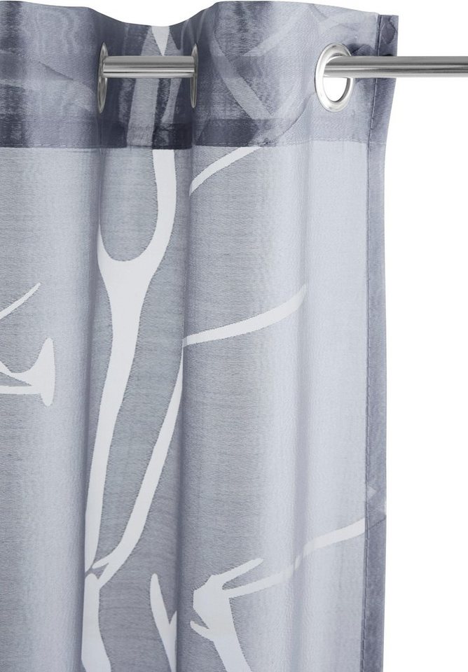 OTTO home Scheibengardine Anna, 1 Stück, halbtransparent, Ösen, Äste-Motiv (1 St), Ösen, halbtransparent, Ausbrenner, Viskose & Polyester, Äste-Motiv – Bild 4 von 5