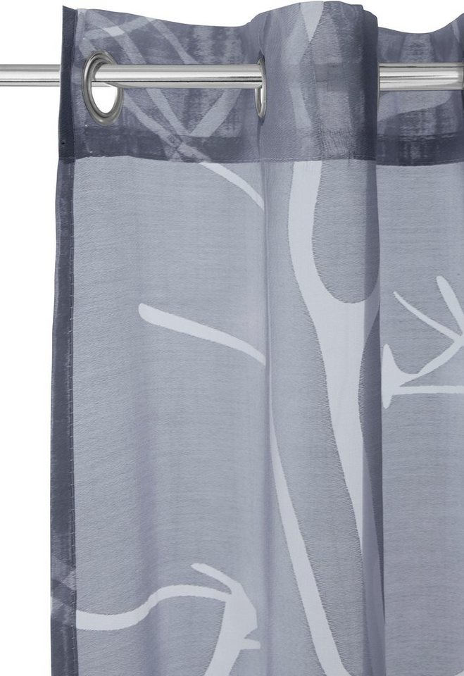 OTTO home Scheibengardine Anna, 1 Stück, halbtransparent, Ösen, Äste-Motiv (1 St), Ösen, halbtransparent, Ausbrenner, Viskose & Polyester, Äste-Motiv – Bild 5 von 5
