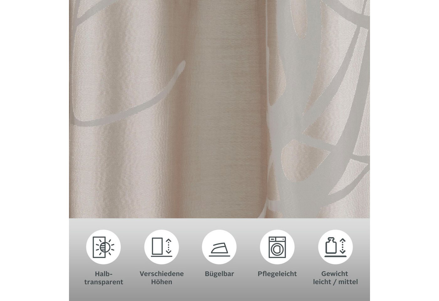 OTTO home Scheibengardine Anna, 1 Stück, halbtransparent, Ösen, Äste-Motiv (1 St), Ösen, halbtransparent, Ausbrenner, Viskose & Polyester, Äste-Motiv – Bild 3 von 5