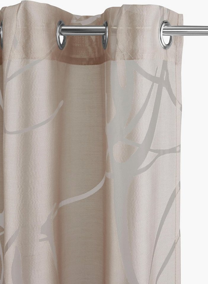 OTTO home Scheibengardine Anna, 1 Stück, halbtransparent, Ösen, Äste-Motiv (1 St), Ösen, halbtransparent, Ausbrenner, Viskose & Polyester, Äste-Motiv – Bild 4 von 5