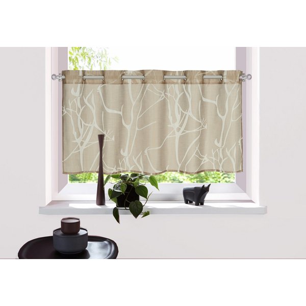 OTTO home Scheibengardine Anna, 1 Stück, halbtransparent, Ösen, Äste-Motiv (1 St), Ösen, halbtransparent, Ausbrenner, Viskose & Polyester, Äste-Motiv