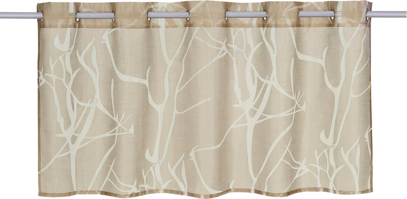 OTTO home Scheibengardine Anna, 1 Stück, halbtransparent, Ösen, Äste-Motiv (1 St), Ösen, halbtransparent, Ausbrenner, Viskose & Polyester, Äste-Motiv – Bild 2 von 5