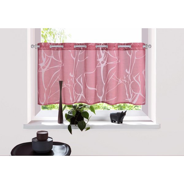 OTTO home Scheibengardine Anna, 1 Stück, halbtransparent, Ösen, Äste-Motiv (1 St), Ösen, halbtransparent, Ausbrenner, Viskose & Polyester, Äste-Motiv