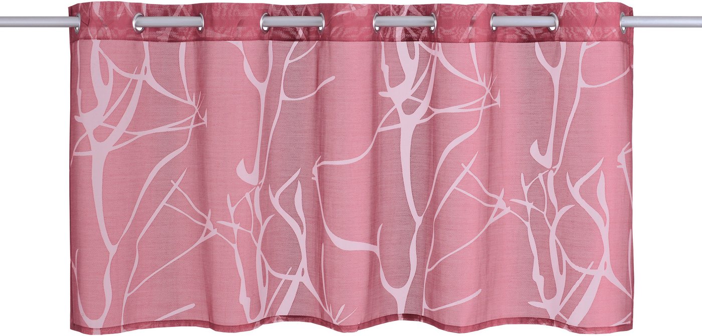 OTTO home Scheibengardine Anna, 1 Stück, halbtransparent, Ösen, Äste-Motiv (1 St), Ösen, halbtransparent, Ausbrenner, Viskose & Polyester, Äste-Motiv – Bild 2 von 5