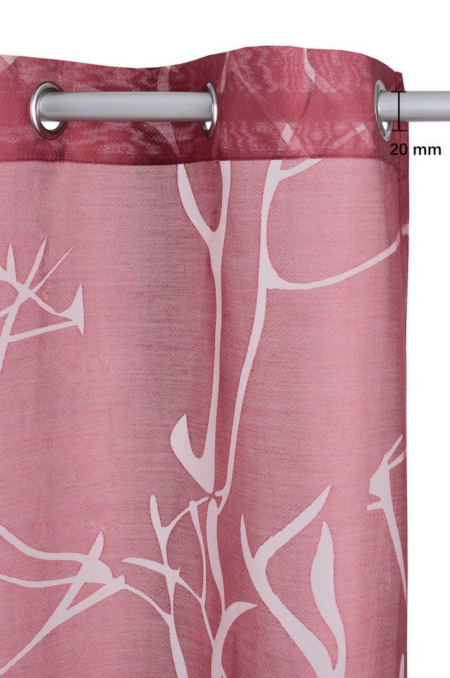 OTTO home Scheibengardine Anna, 1 Stück, halbtransparent, Ösen, Äste-Motiv (1 St), Ösen, halbtransparent, Ausbrenner, Viskose & Polyester, Äste-Motiv – Bild 3 von 5
