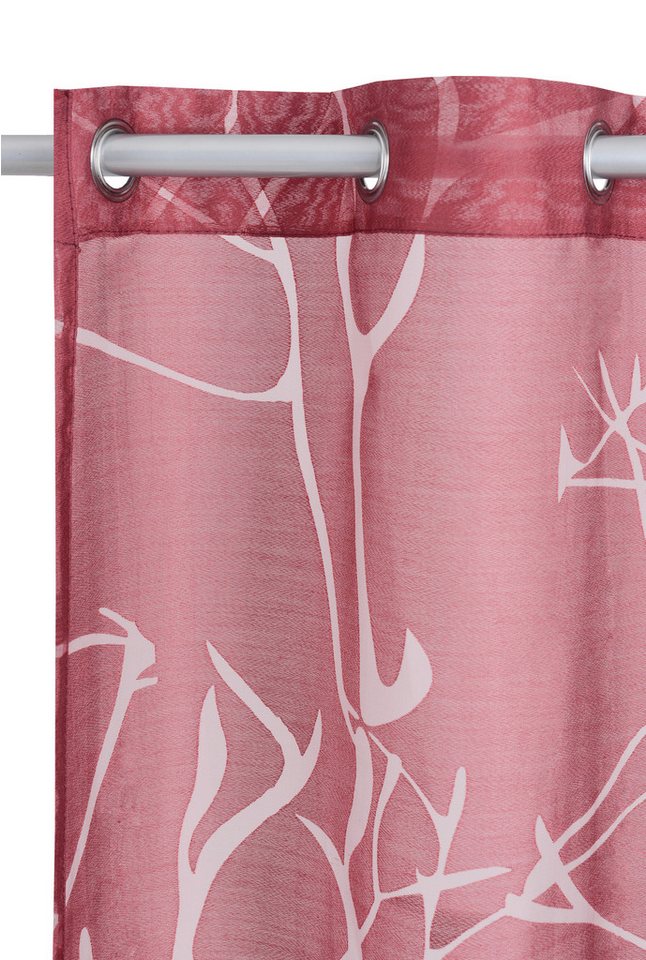 OTTO home Scheibengardine Anna, 1 Stück, halbtransparent, Ösen, Äste-Motiv (1 St), Ösen, halbtransparent, Ausbrenner, Viskose & Polyester, Äste-Motiv – Bild 4 von 5