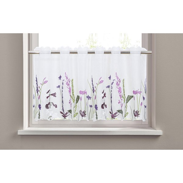 OTTO home Scheibengardine Bille, 1 Stück, transparent, einseitige Stickerei, Blumen (1 St), Durchzuglöcher, transparent, Voile, transparent, mit einseitiger Sti