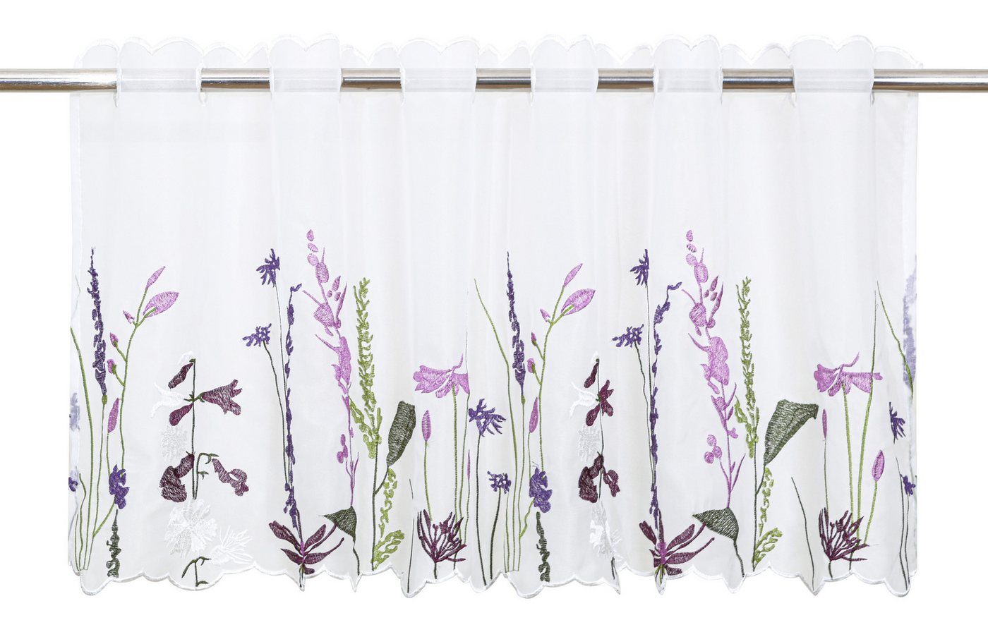 OTTO home Scheibengardine Bille, 1 Stück, transparent, einseitige Stickerei, Blumen (1 St), Durchzuglöcher, transparent, Voile, transparent, mit einseitiger Sti – Bild 2 von 5