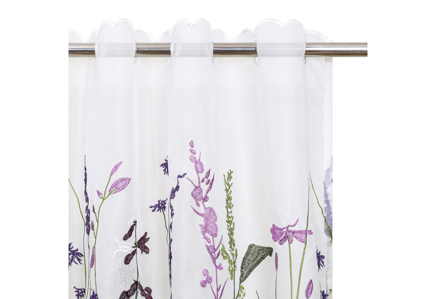 OTTO home Scheibengardine Bille, 1 Stück, transparent, einseitige Stickerei, Blumen (1 St), Durchzuglöcher, transparent, Voile, transparent, mit einseitiger Sti – Bild 3 von 5