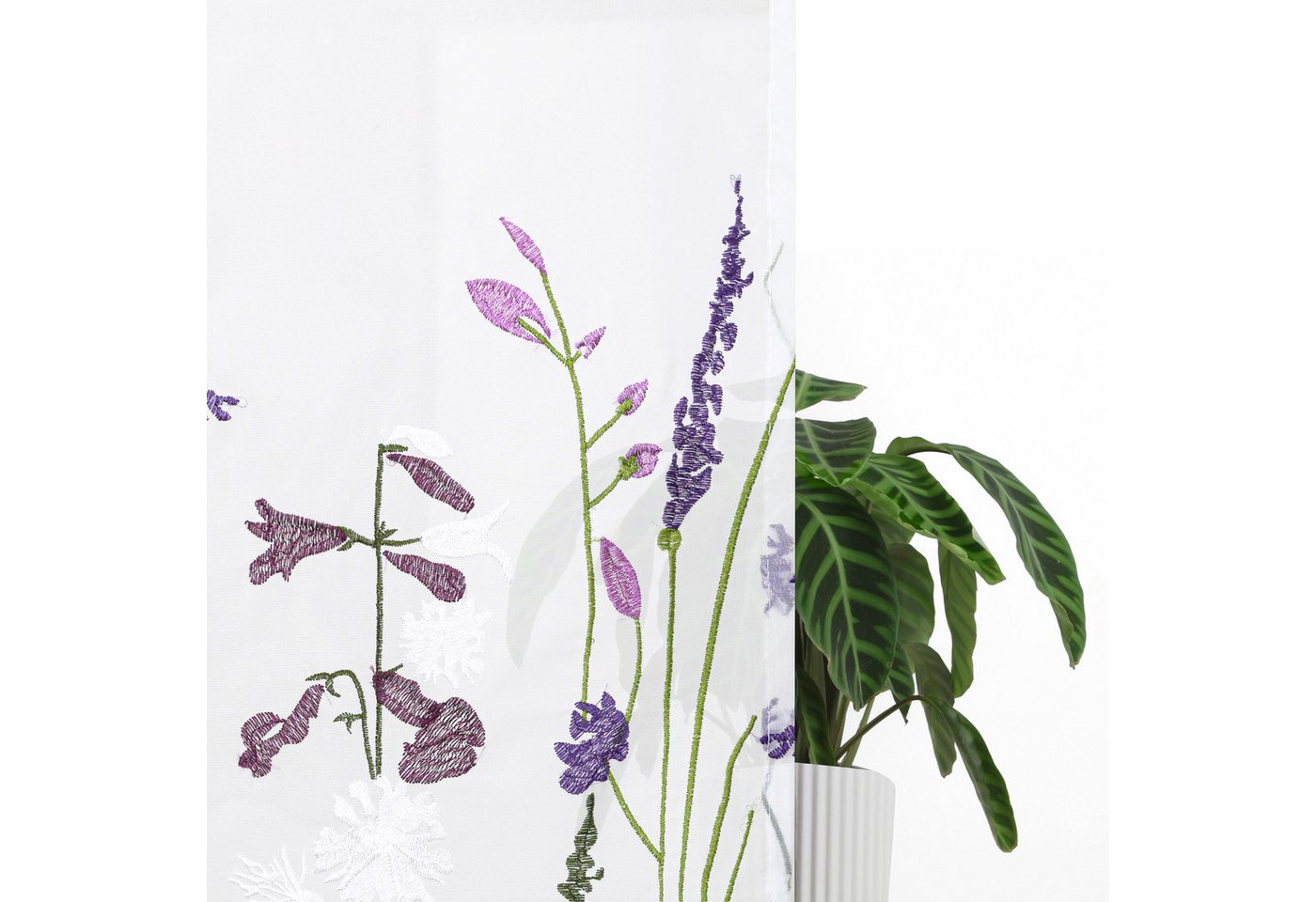 OTTO home Scheibengardine Bille, 1 Stück, transparent, einseitige Stickerei, Blumen (1 St), Durchzuglöcher, transparent, Voile, transparent, mit einseitiger Sti – Bild 5 von 5