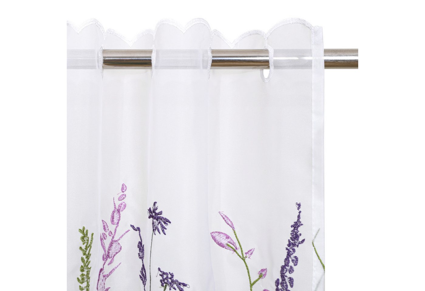 OTTO home Scheibengardine Bille, 1 Stück, transparent, einseitige Stickerei, Blumen (1 St), Durchzuglöcher, transparent, Voile, transparent, mit einseitiger Sti – Bild 4 von 5