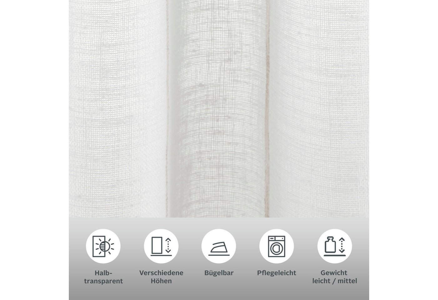 OTTO home Scheibengardine Clea (1 St), Ösen, halbtransparent, Polyester, mit braunen Längsstreifen in grober Struktur – Bild 3 von 5