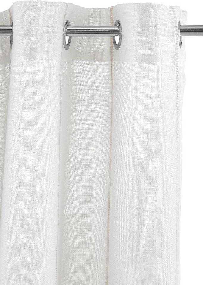 OTTO home Scheibengardine Clea (1 St), Ösen, halbtransparent, Polyester, mit braunen Längsstreifen in grober Struktur – Bild 5 von 5