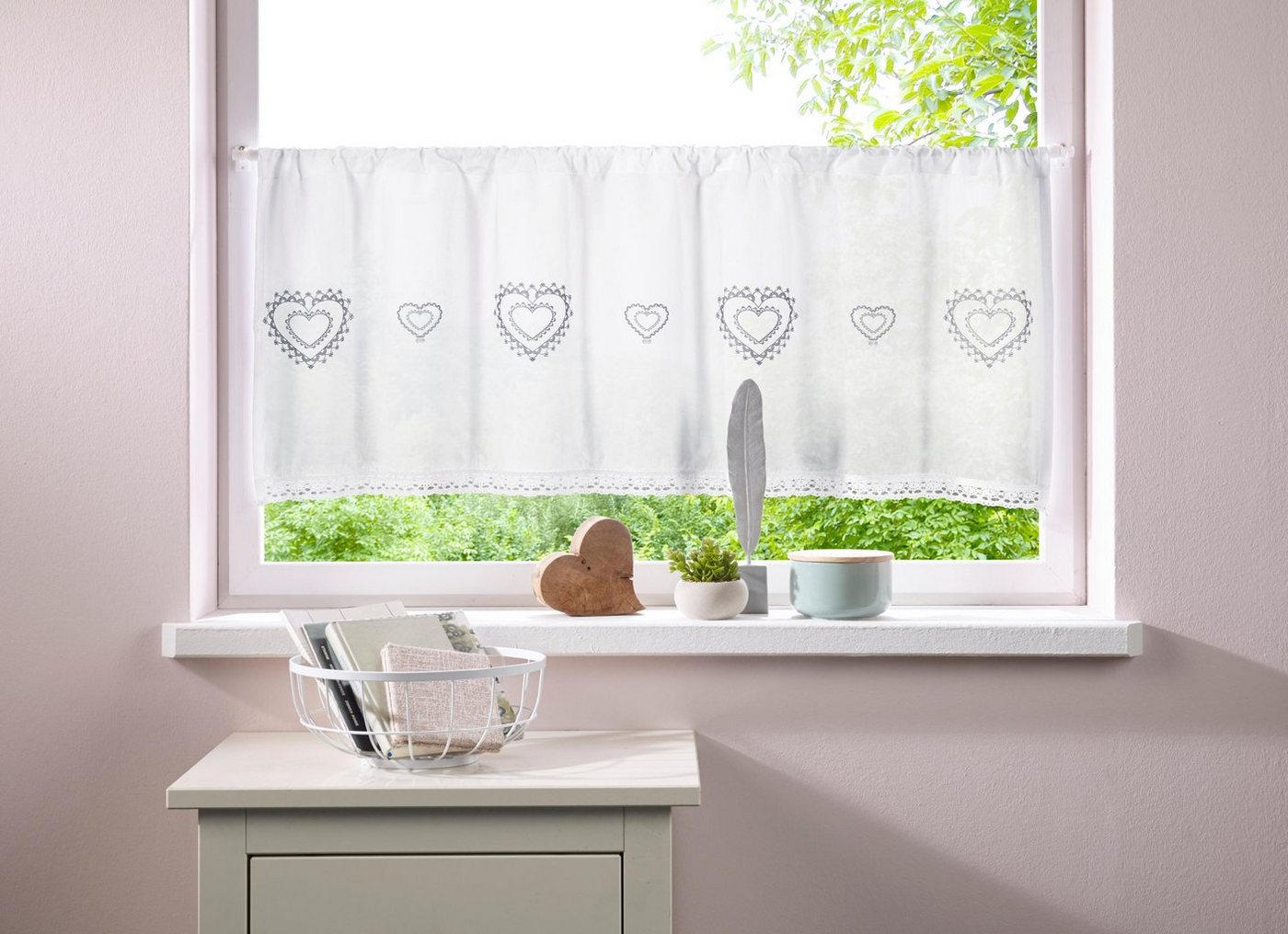 OTTO home Scheibengardine Louis, 1 Stück, Stangendurchzug, halbtransparent (1 St), Stangendurchzug, halbtransparent, halbtransparent, einseitig bedruckt – Bild 5 von 5