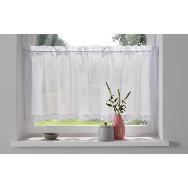 OTTO home Scheibengardine Missy (1 St), Stangendurchzug, transparent, Polyester, mit Spitzenbordüre