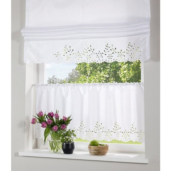 OTTO home Scheibengardine Neapel, 1 Stück, halbtransparent, Seiden Optik (1 St), Stangendurchzug, halbtransparent, Taft, halbtransparent, Seiden Optik
